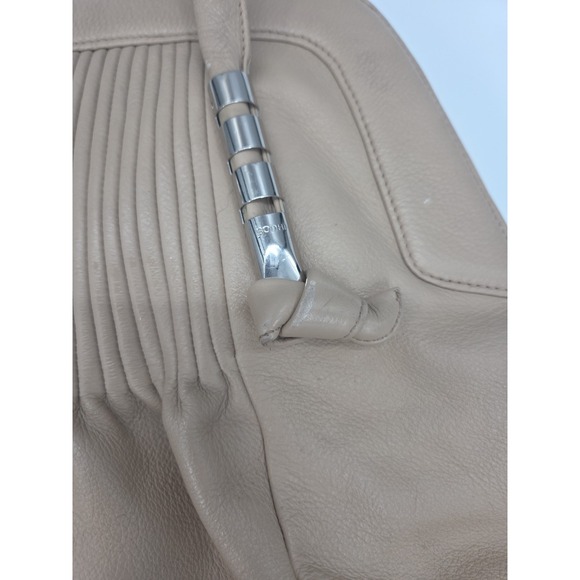 Bodhi Tan Soft Pebbled Leather Handbag Boho Pleats Please Purse Big Bag Nice - Picture 3 of 12